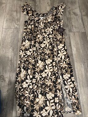 Ava & Viv Black/Cream Floral Print Midi Dress